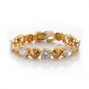 Noir Gold and Crystal Studded Punk Bracelet